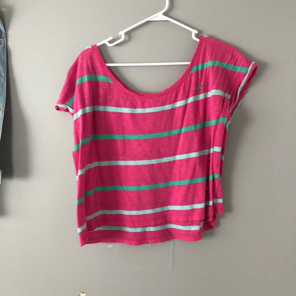 Hollister teal and pink crop top!!